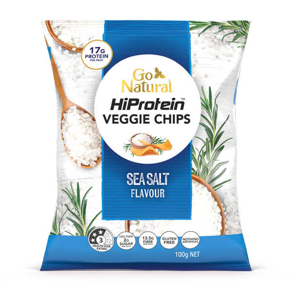 Go Natural - Gluten Free HiProtein Veggie Chips - Sea Salt Flavour 100g (Expiry date : 19 Feb 2025)