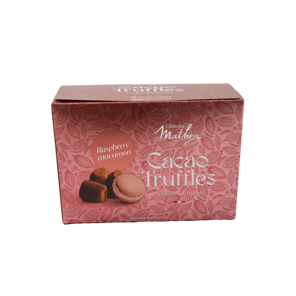 Chocolat Mathez - Cocoa Powdered Truffles Chocolate with Raspberry Flavour Macaron Bright Box 250g(Exp date:12 Feb 26)