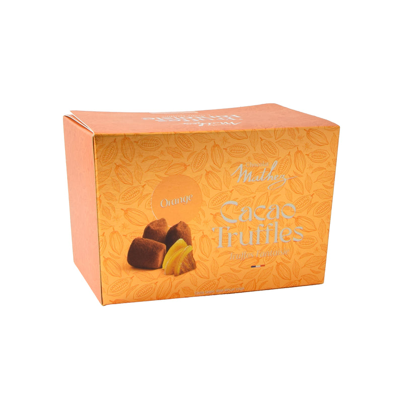 Chocolat Mathez - Cocoa Powdered Truffles Chocolate with Candied Orange Peels Bright Box 250g (Exp. date:10 Mar 2026)