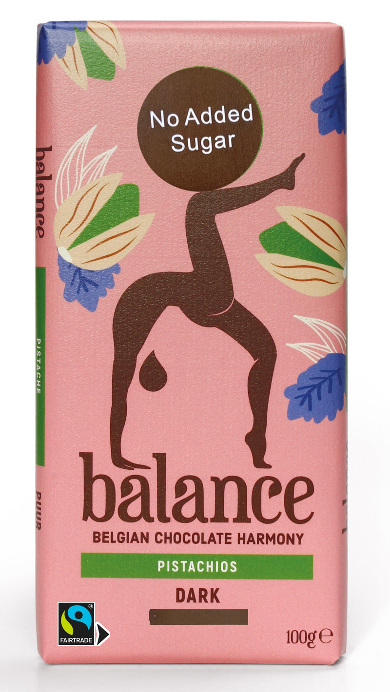 Balance Chocolate - No Added Sugar - Dark Chocolate with Pistachio Nuts 100g (Expiry Date : 30 Oct 2024)