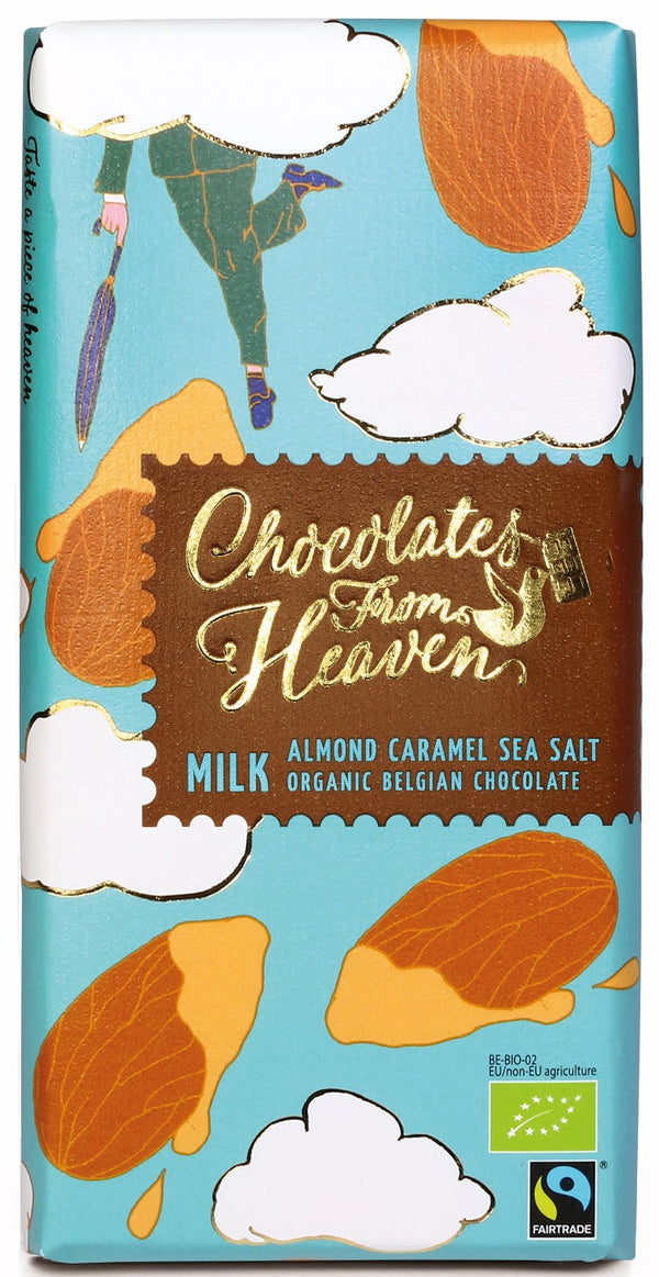 Chocolates From Heaven - Organic Milk Chocolate with Caramelized Almonds and Sea Salt 100g  (Expiry date : 30 Oct 2024)