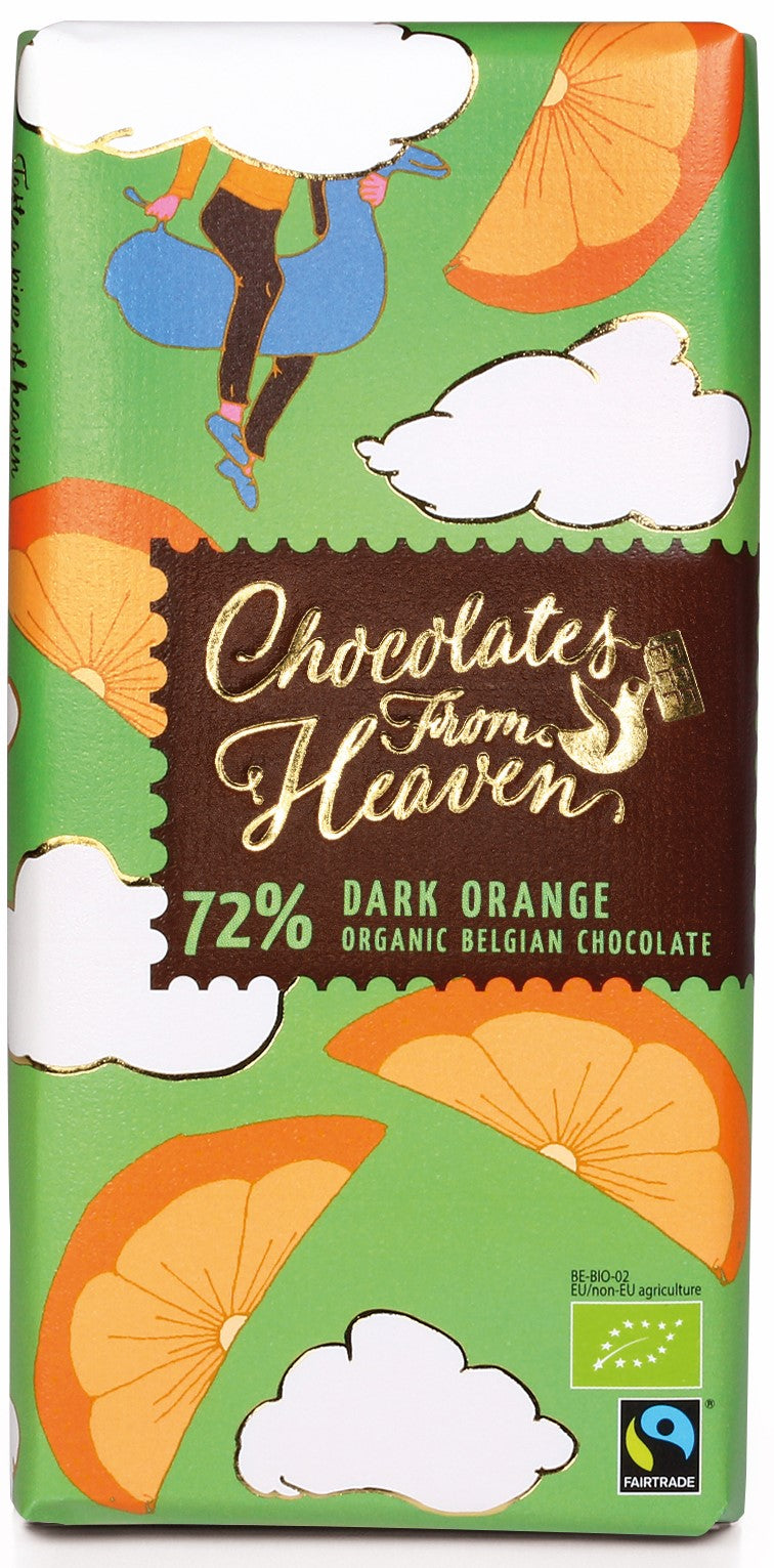 Chocolates From Heaven - Organic 72% Dark Chocolate with Orange 100g (Expiry date : 30 Oct 2024)