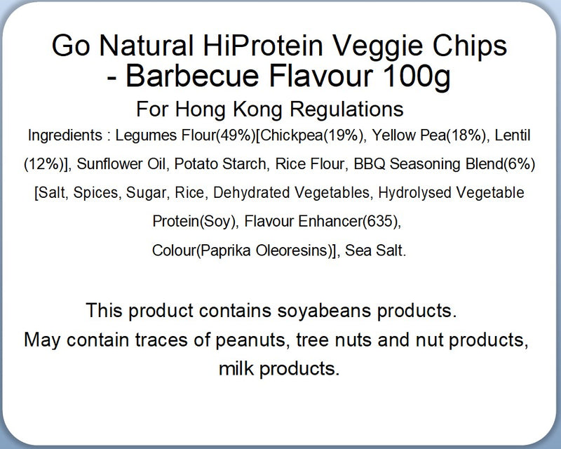 Go Natural - Gluten Free HiProtein Veggie Chips - Barbecue Flavour 100g  (Expiry date : 04 May 2025)