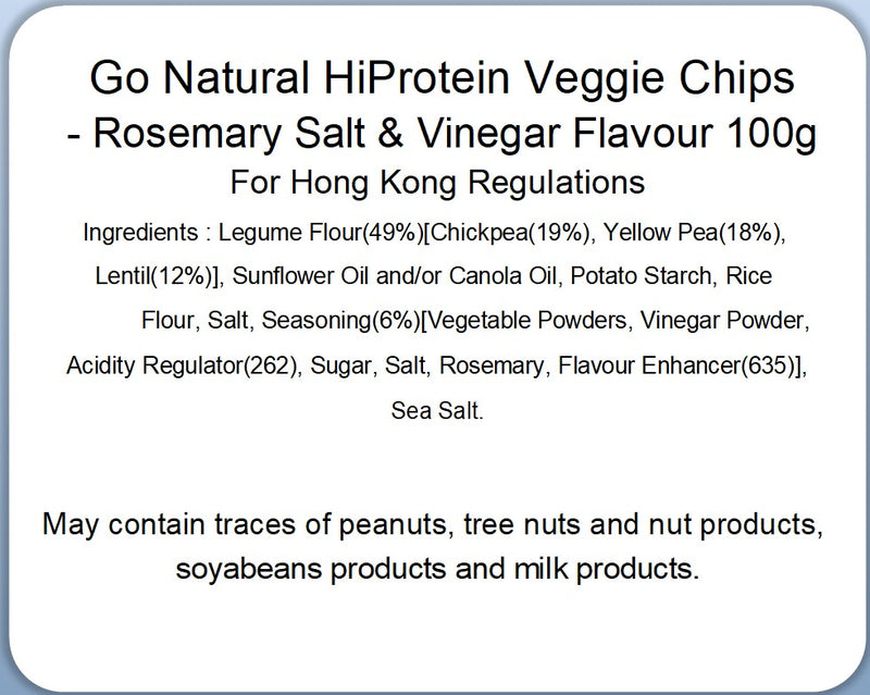 Go Natural- Gluten Free HiProtein Veggie Chips - Rosemary Salt and Vinegar 100g (Expiry date : 23 May 2025)