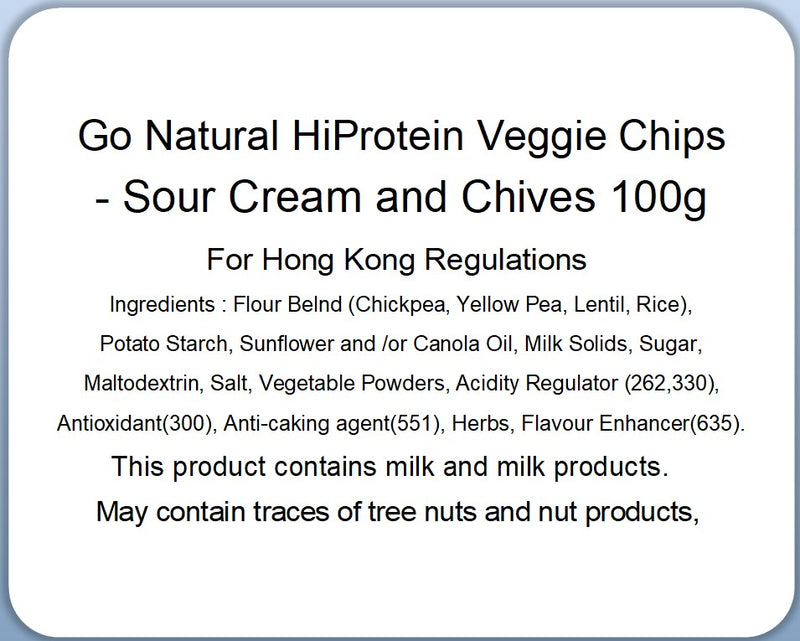 Go Natural - Gluten Free HiProtein Veggie Chips - Sour Cream & Chives Flavour 100g (Expiry date : 22 Feb 2025)