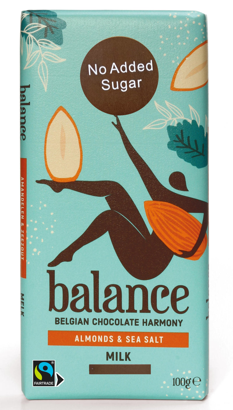 Balance - No Added Sugar - Milk Chocolate with Almond & Sea Salt 100g (Expiry Date : 30 Nov 2025)