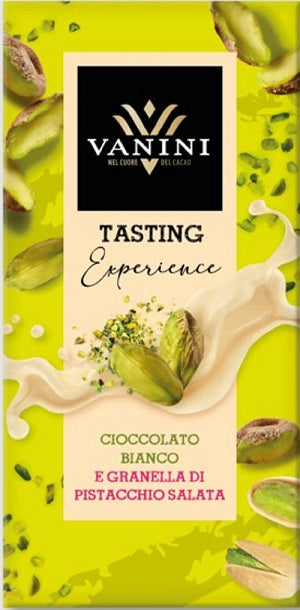 Vanini - Gluten Free White Chocolate with Chopped Salted Pistachio Nuts 75g (Expiry date : 06 Mar 2026)