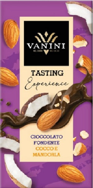 Vanini - Gluten Free Dark Chocolate with Chopped Almonds and Coconut Flakes 75g (Expiry date : 06 Mar 2026)