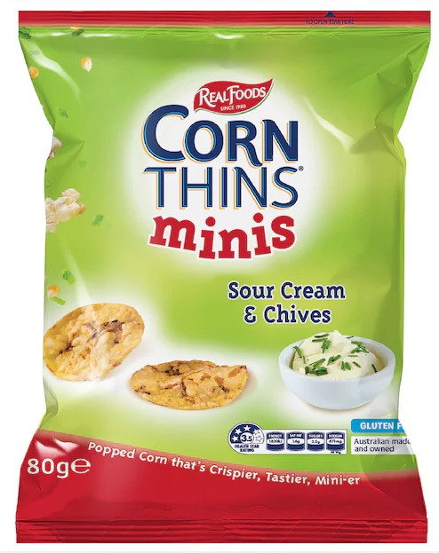 Real Foods - 無麩質天然迷你粟米脆片 - 香蔥酸忌廉味 80克 (到期日 : 2026年3月1日)