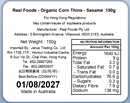 Real Foods-Organic Corn Thins-Sesame 150g (Expiry date : 01 May 2027)